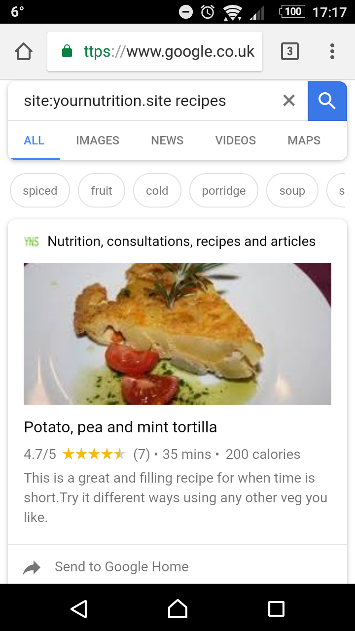 Use Google assistance or mobile chrome to find and send recipes to Google Home