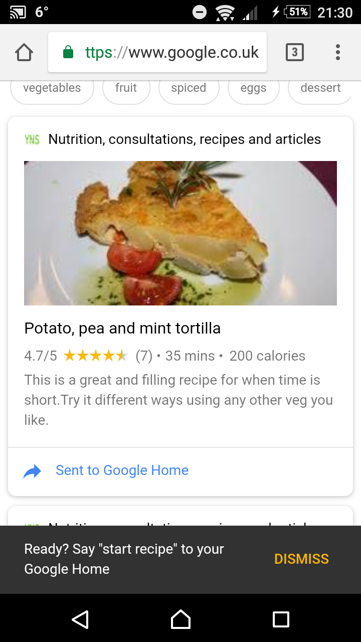 Ok Google start recipe