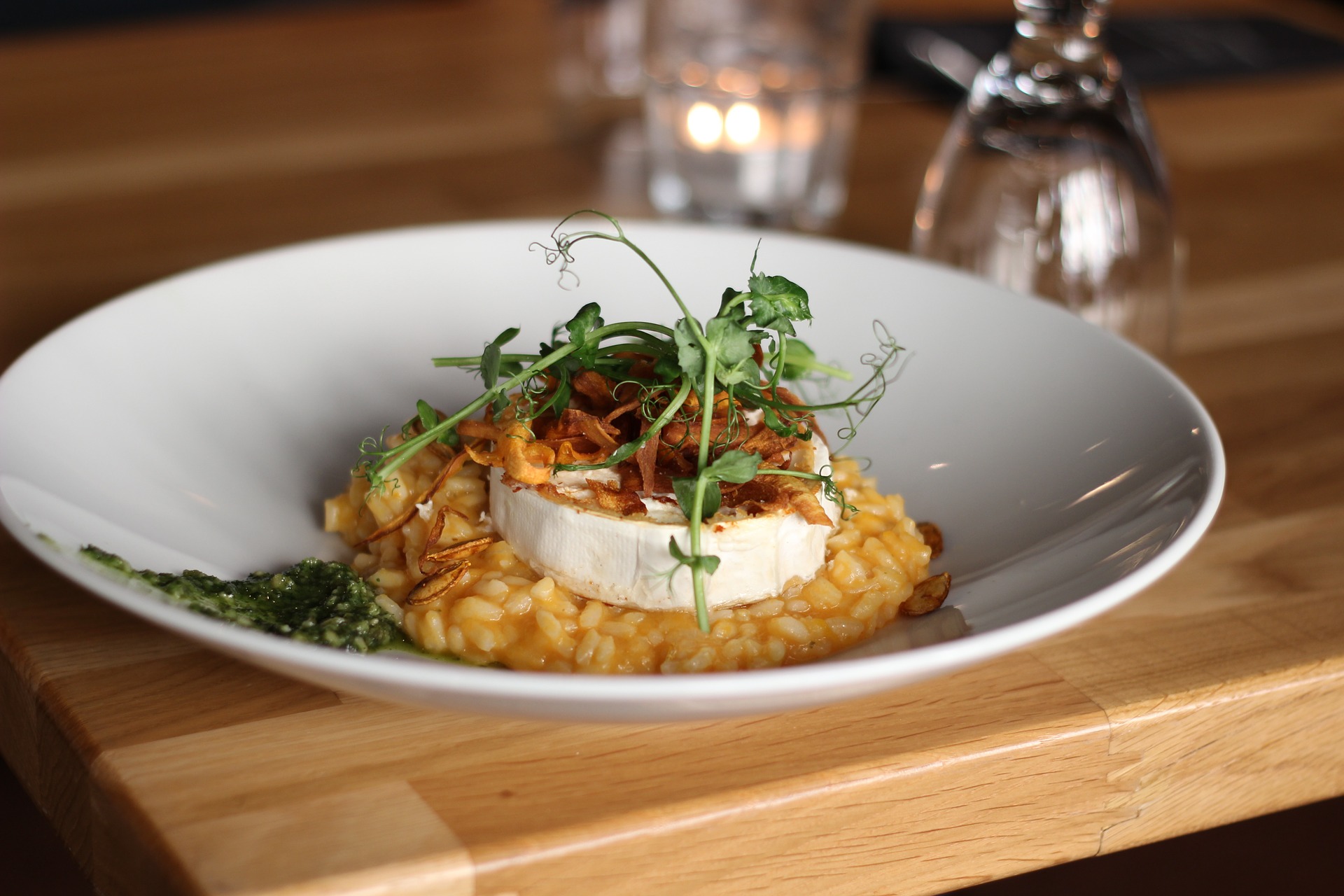 Pumpkin risotto with goats cheese