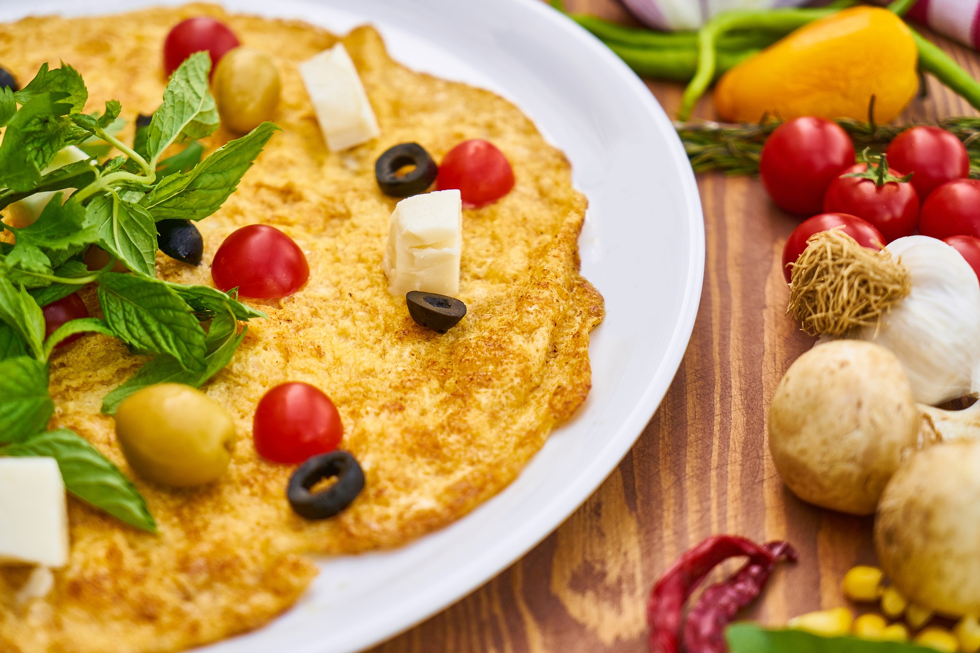 Omelette with herbs and vegetables