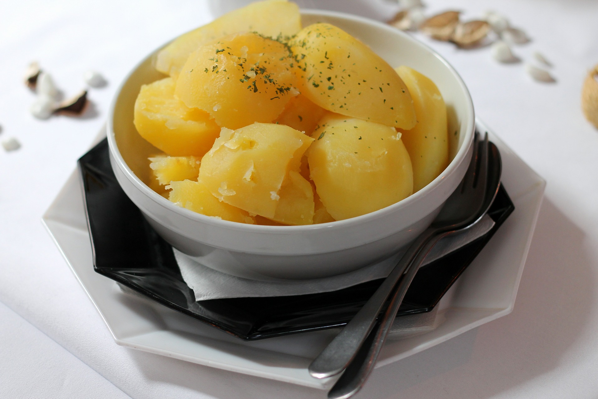Freshly boiled potatoes