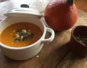 Homemade pumpkin and sweet potato soup